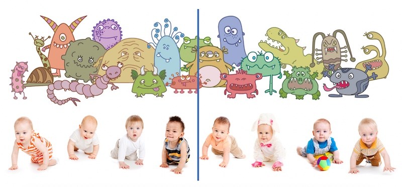 babies and microbiota concept