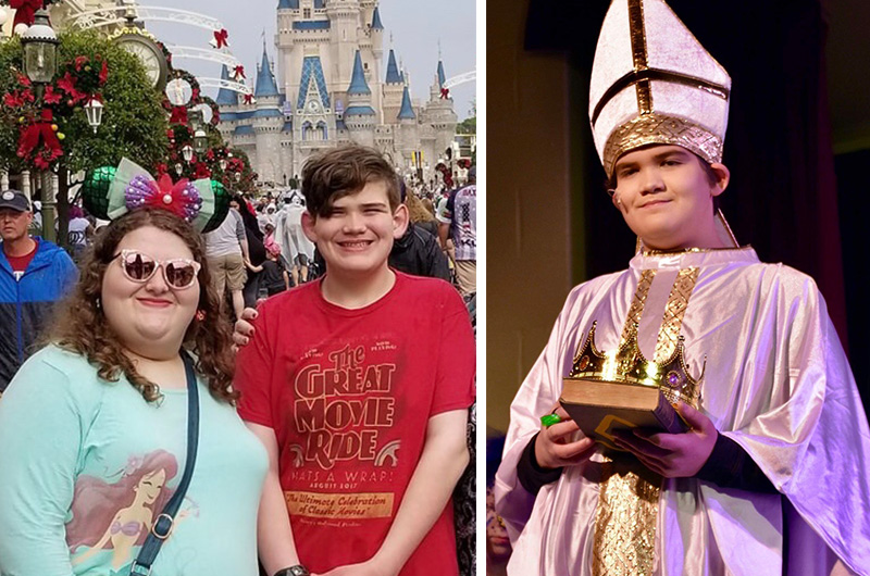 Nick, who was part of a new clinical trail for autism, has fun in Disney World with his sister, and dressed as the bishop in the musical Shrek, Jr.