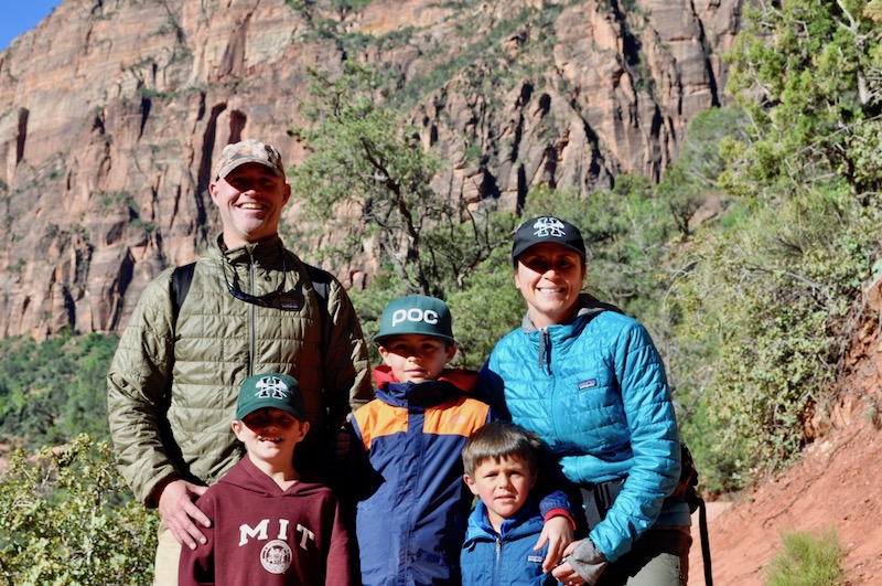 Julie and her family, who have long QT syndrome, pose while hiking