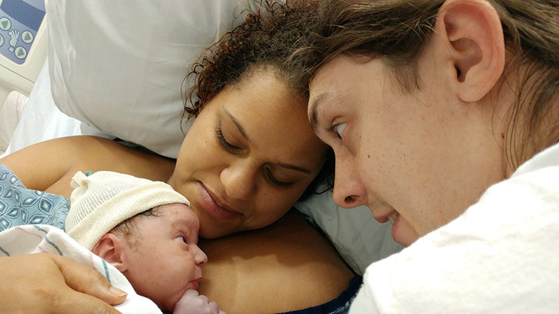 Parents welcome their newborn son, who was born with SCID.