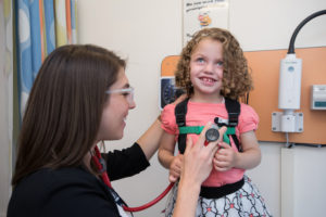 girl with short bowel syndrome at a doctor appointment