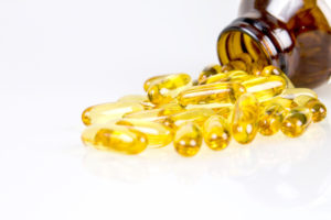 bottle of capsules of vitamin D