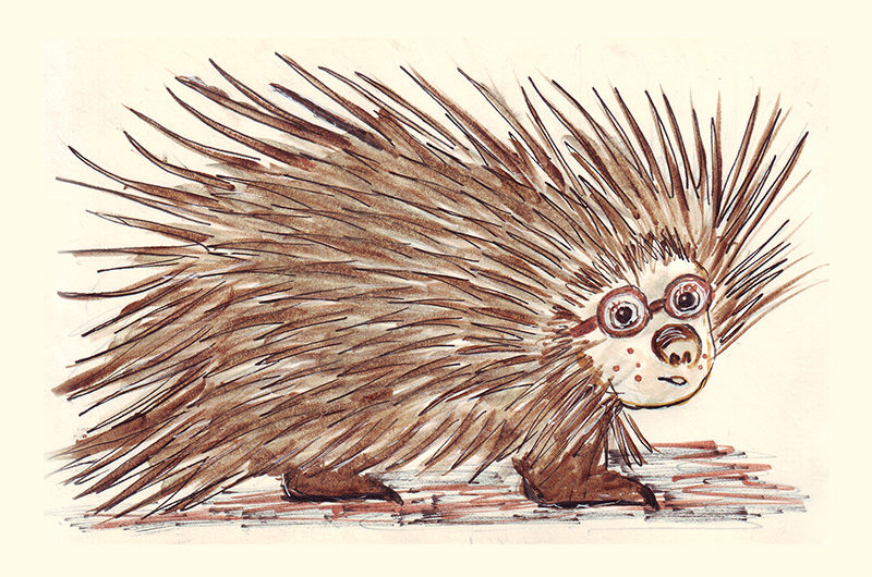 illustration of a porcupine conveys the concept of needle pain