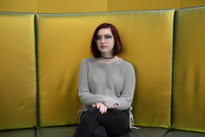 sadie sits in hospital after interventional pain treatment