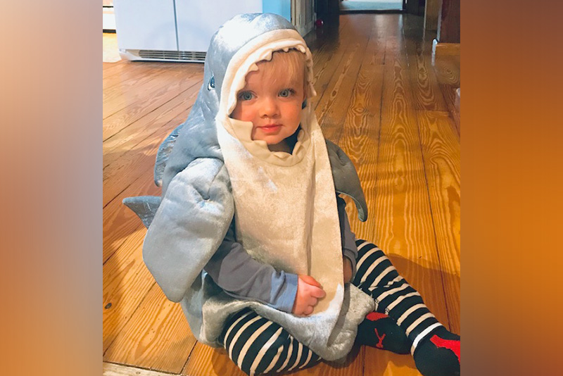 jack dressed up in a baby shark costume