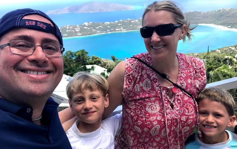 Transplant: Dr. Alex Cuence with his wife and two sons in St. Thomas