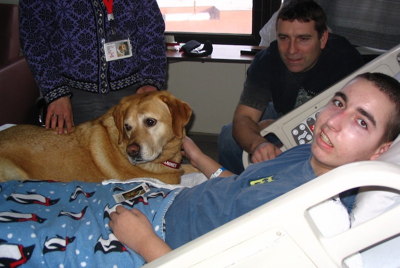 Jason receives visitors during his rehab after his surgery for epilespy