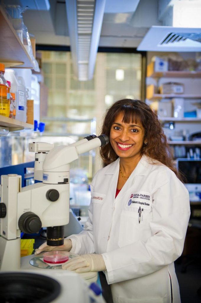 Rani George MD PhD at the bench
