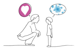 illustration of a parent talking to a chikd