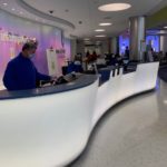 Front desk of Boston Children's Hospital during COVID-19 outbreak