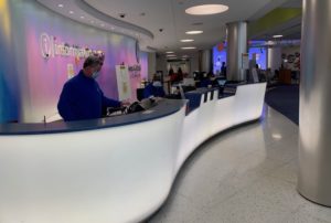 Front desk of Boston Children's Hospital during COVID-19 outbreak