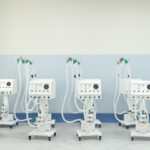 A room full of ventilators waiting to be sent to hospitals that need them.