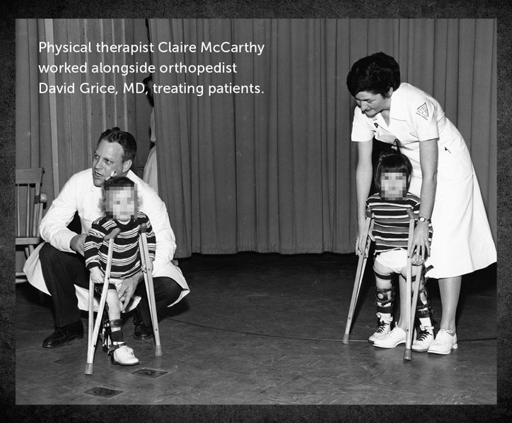 Physical therapist Claire McCarthy worked alongside orthopedist David Grice, MD, treating patients.