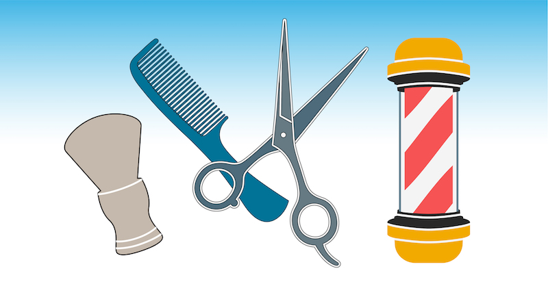 Illustrations of barber equipment