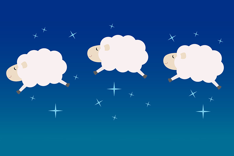 Image of sheep prancing across the sky