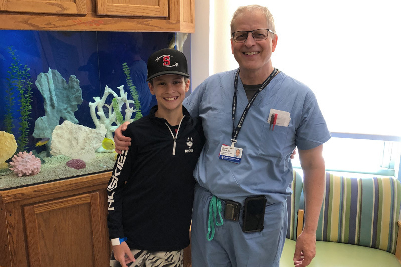 Brendan with Dr. Joseph Borer, who removed his bladder diverticula and urethral blockage