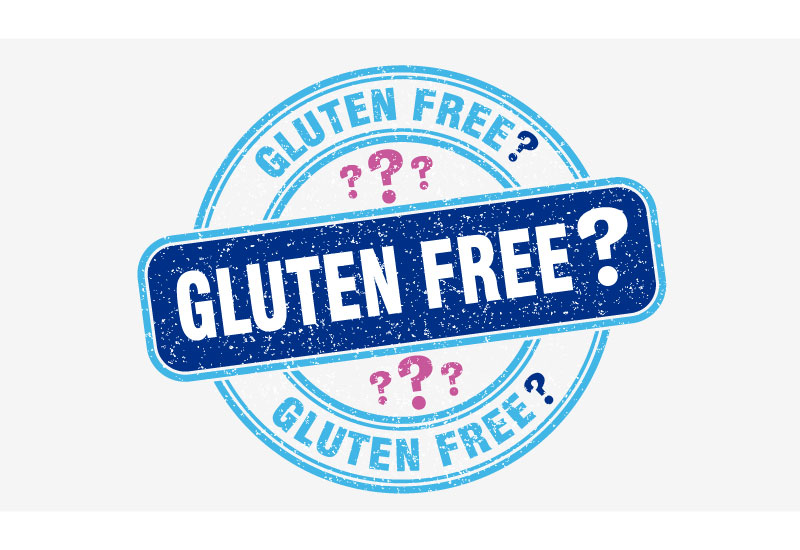 an illustration of a "gluten free" label for people with celiac disease