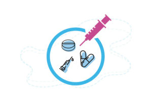 illustration of vaccine against opioids pills