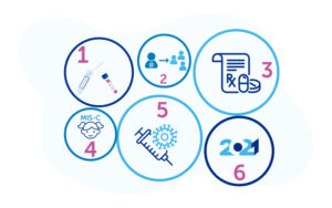 Balls represent the six lessons learned about COVID-19 this year