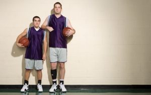tall and short basketball players