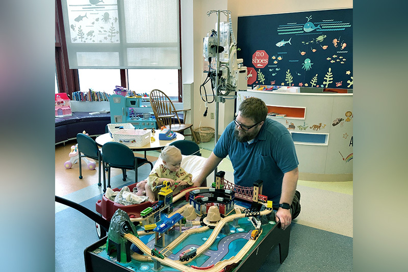 harper plays at the hospital during care for her vascular ring