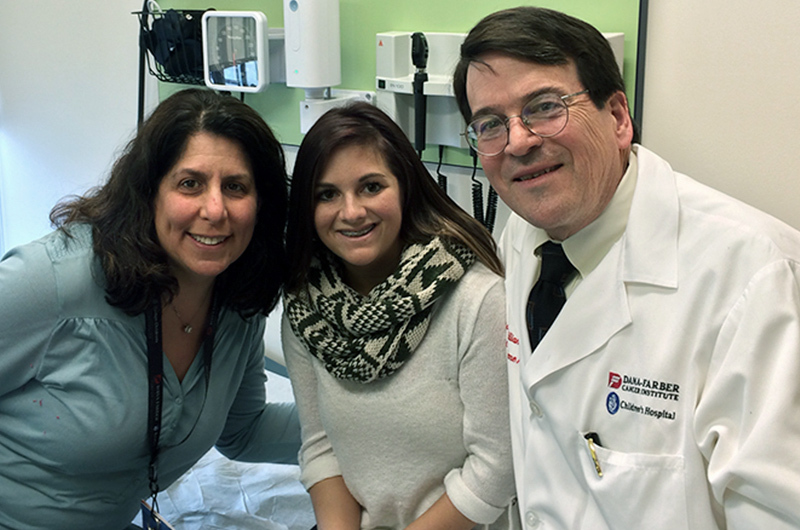An image of Lindsay, who has DBA,  with Jennifer Eile, NP,  her long-time hematologist, David Williams, MD.