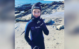 Nora, recovered from Wilms tumor, enjoys winter swimming