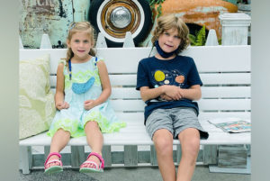 Sister and Brother on a bench