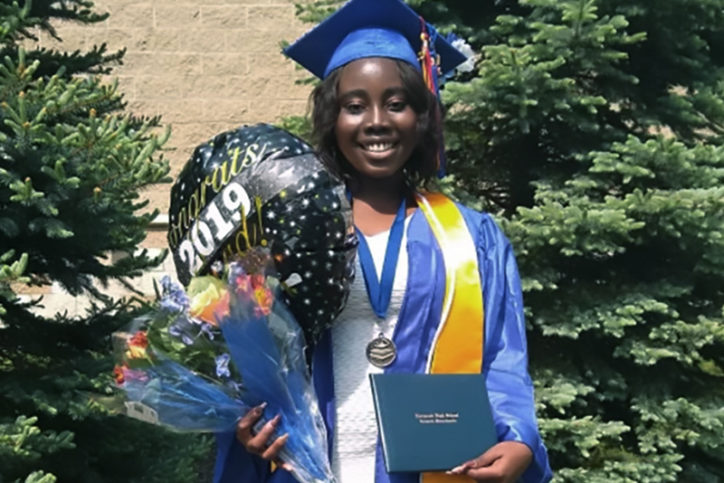 Nancy, who has sickle cell disease, at her 2019 high school graduation. 