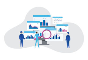 illustration of doctors looking at charts and graphs