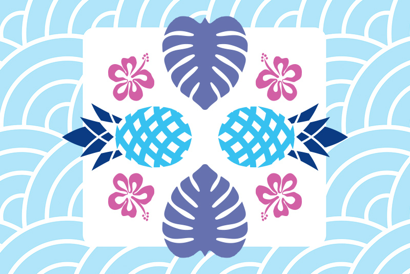 Illustration of pineapples and flowers celebrating Asian American and Pacific Islander Heritage Month