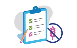 A checklist with two green check marks and one red "x" next to an image of grain.