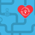 An illustration shows a cartoon heart set among the pipes that would be found on a wall water system.