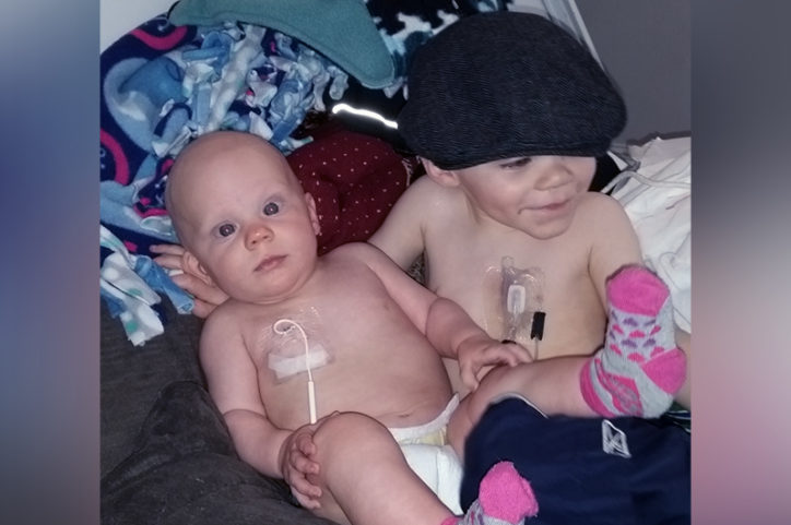 Jovi and PJ as babies while they were both undergoing chemotherapy