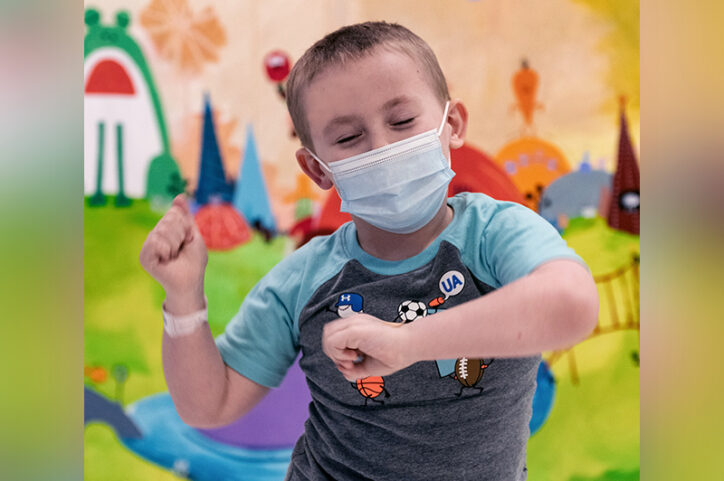 Conner, the first CCALD patient to receive Skysona outside a clinical trial, does a happy dance.