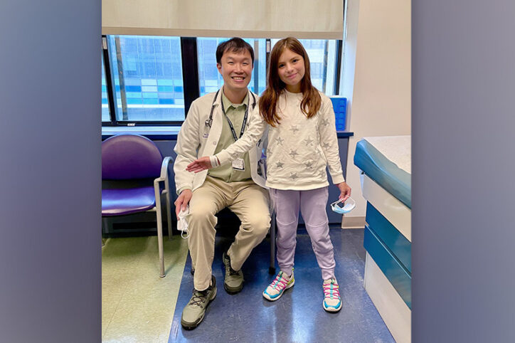 Vanessa with Dr. Pui Lee posing in the hospital.