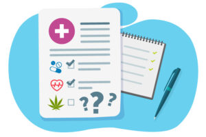 A typical patient intake form covers medications, health conditions, but not marijuana use.