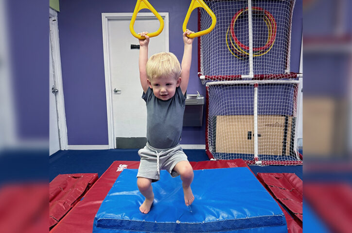 Nolan hangs out at the little gym after  successful CDH treatment