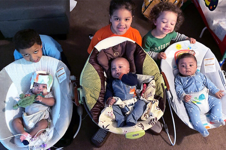 Jayden (left) with all of his siblings