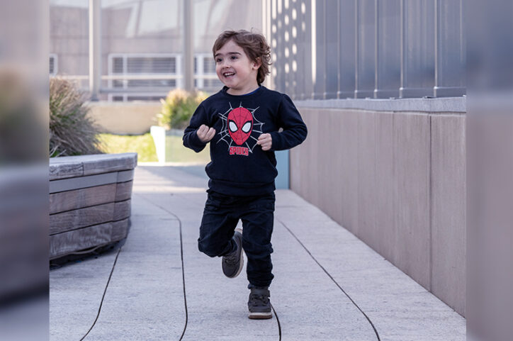Lucas, runs with abandon after treatment for Duchenne muscular dystrophy.