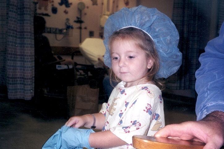 Maeve as a young laryngeal cleft patient at Boston Children's.