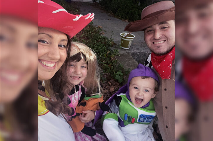 Harven and his family dressed up for Halloween