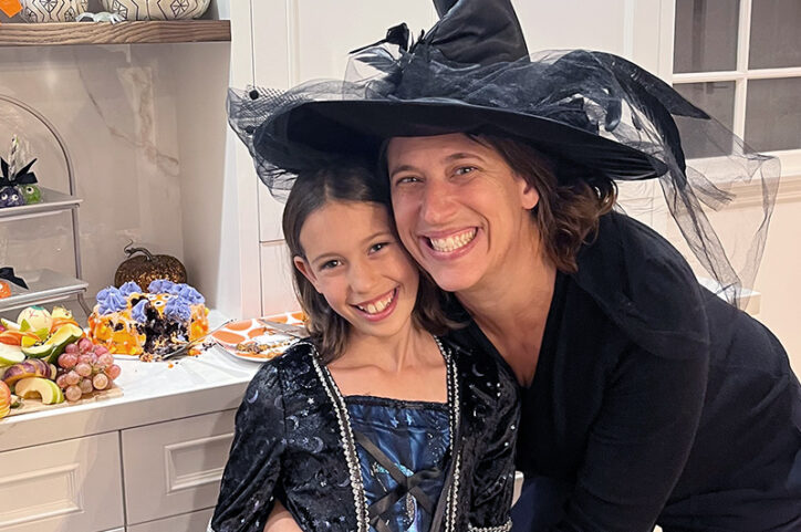 Jenny dressed as a midnight sorcerer for Halloween with her mom, Vanessa.