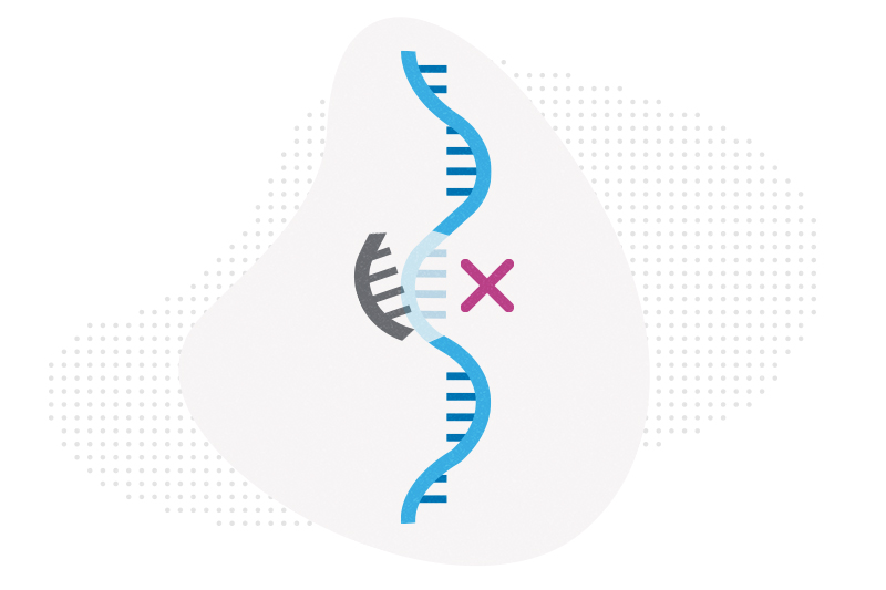 A piece of DNA being edited, with an “X” to indicate the edit is being overridden.