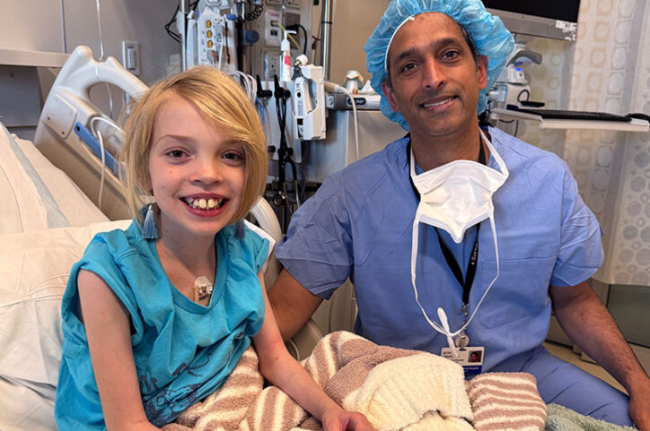 Clara with her heart surgeon, Dr. Sitaram Emani.