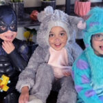 Makai, a short bowel syndrome patient, with his brothers. He is dressed up for Halloween as a monster.