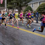 Runners competing in the Boston Marathon.