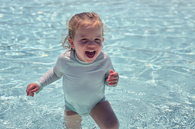 a female toddler in a swimming pool